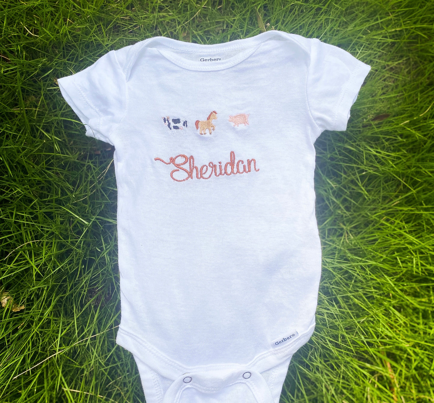 Farm Animals Monogramed Onesie